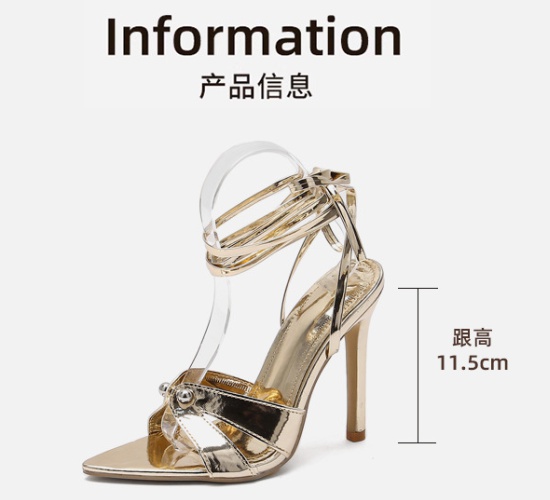 High-heeled bandage pointed sandals