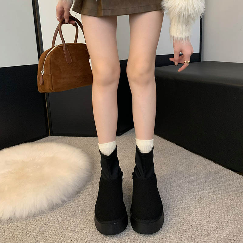 Round side zipper boots autumn and winter women's boots