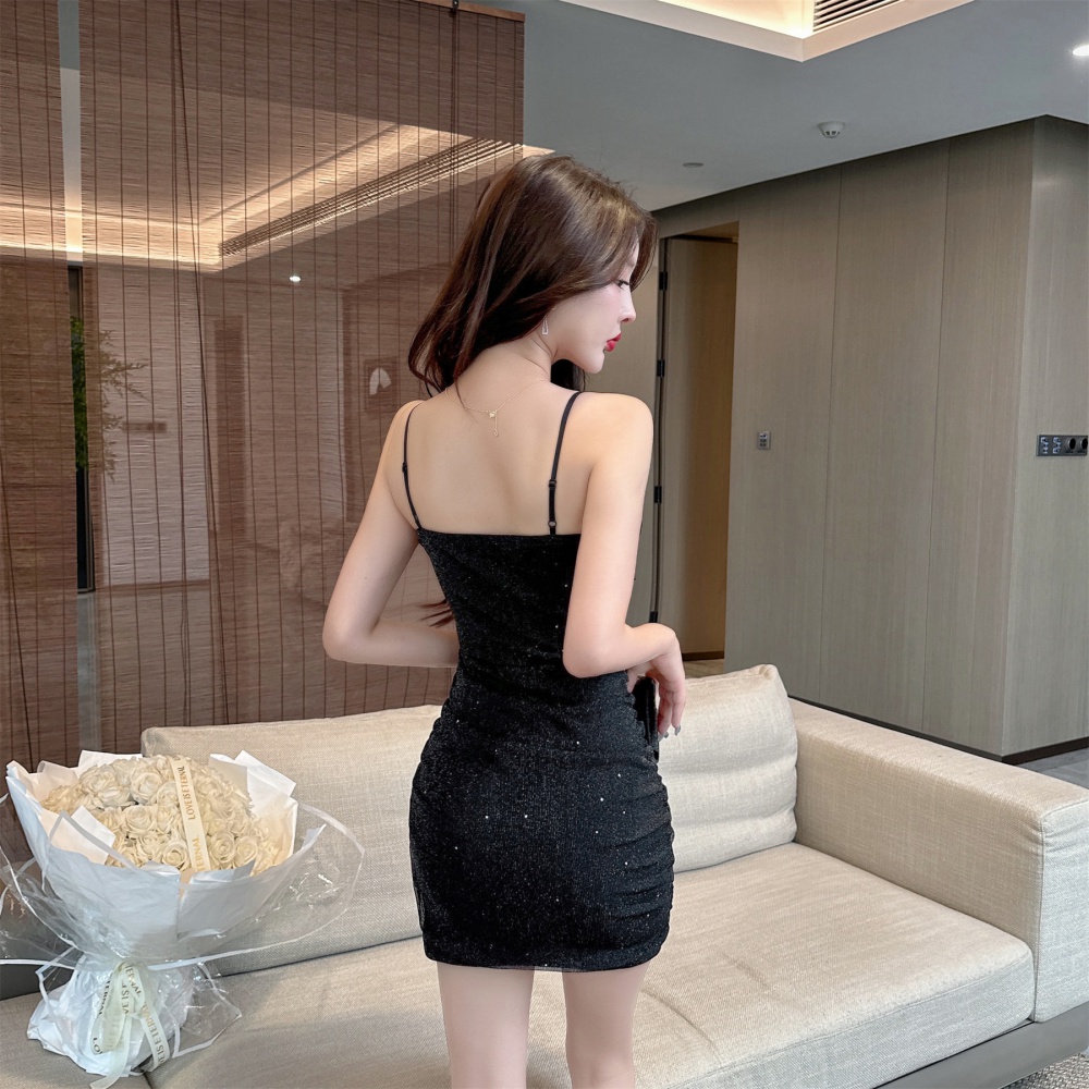 All-match tight sling T-back enticement shiny pure dress