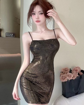 Sequins sexy sling wrapped chest slim flash high elastic dress