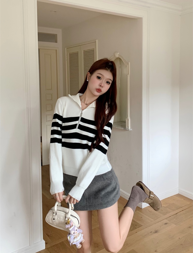 Autumn and winter Casual knitted mixed colors tops for women