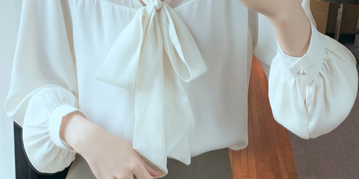 Bow beading Korean style all-match shirt for women