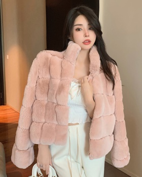 Temperament short coat mink hair overcoat for women