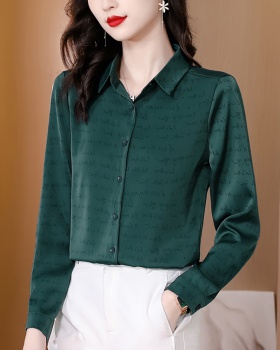 Real silk spring tops long sleeve silk shirt for women
