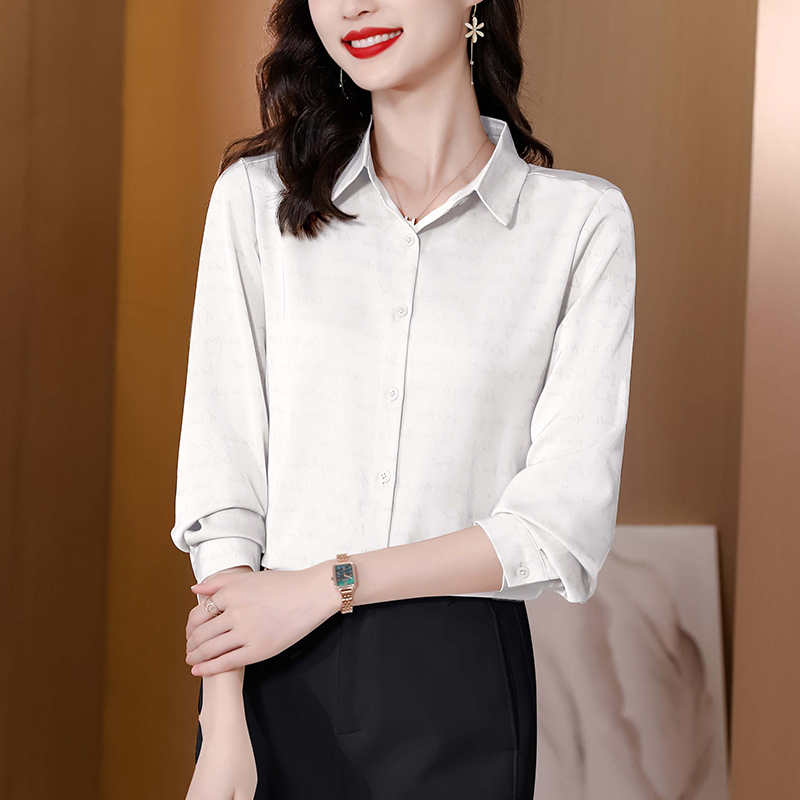 Real silk spring tops long sleeve silk shirt for women