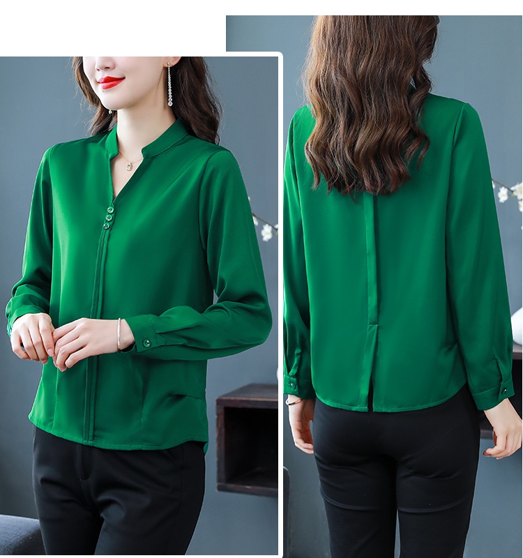Real silk long sleeve shirt Cover belly loose tops for women