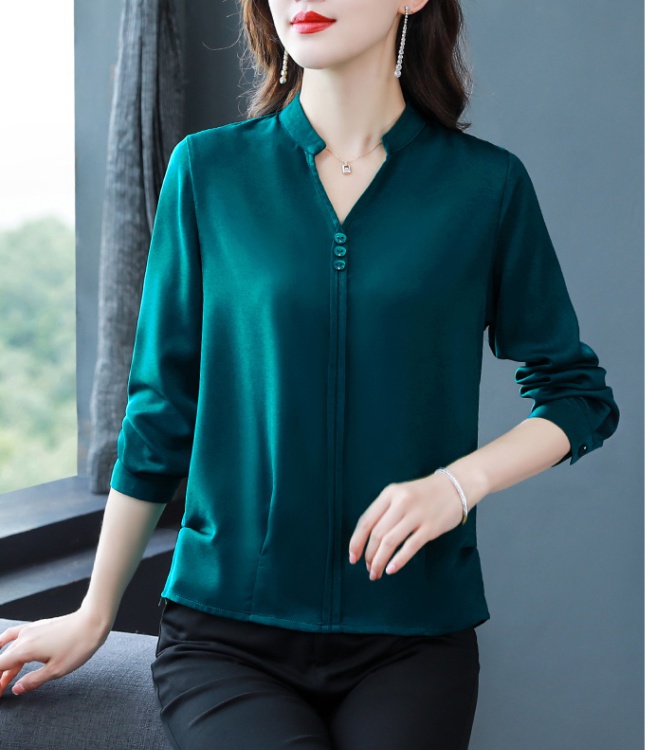 Real silk long sleeve shirt Cover belly loose tops for women