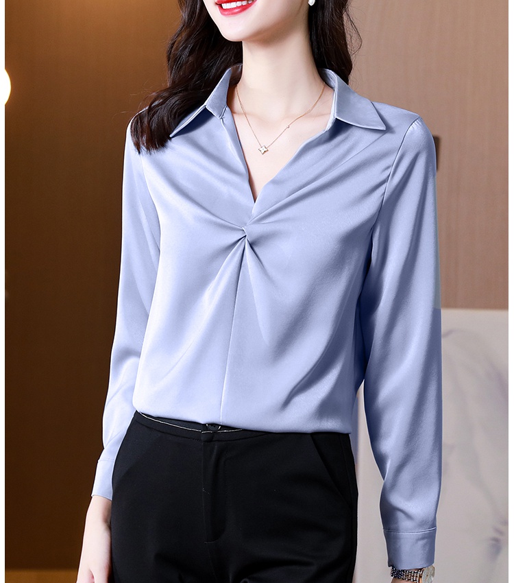 Real silk silk shirt spring satin tops for women