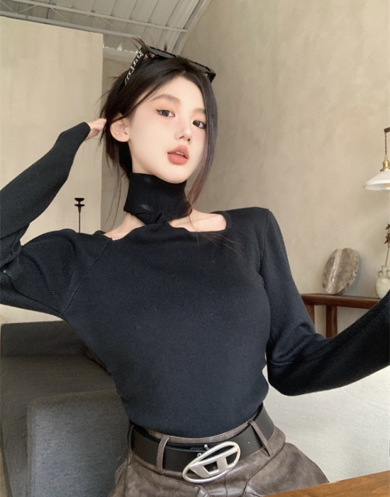 Slim hollow bottoming shirt tight knitted sweater