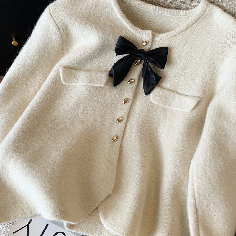 Chanelstyle bow coat spring cardigan for women