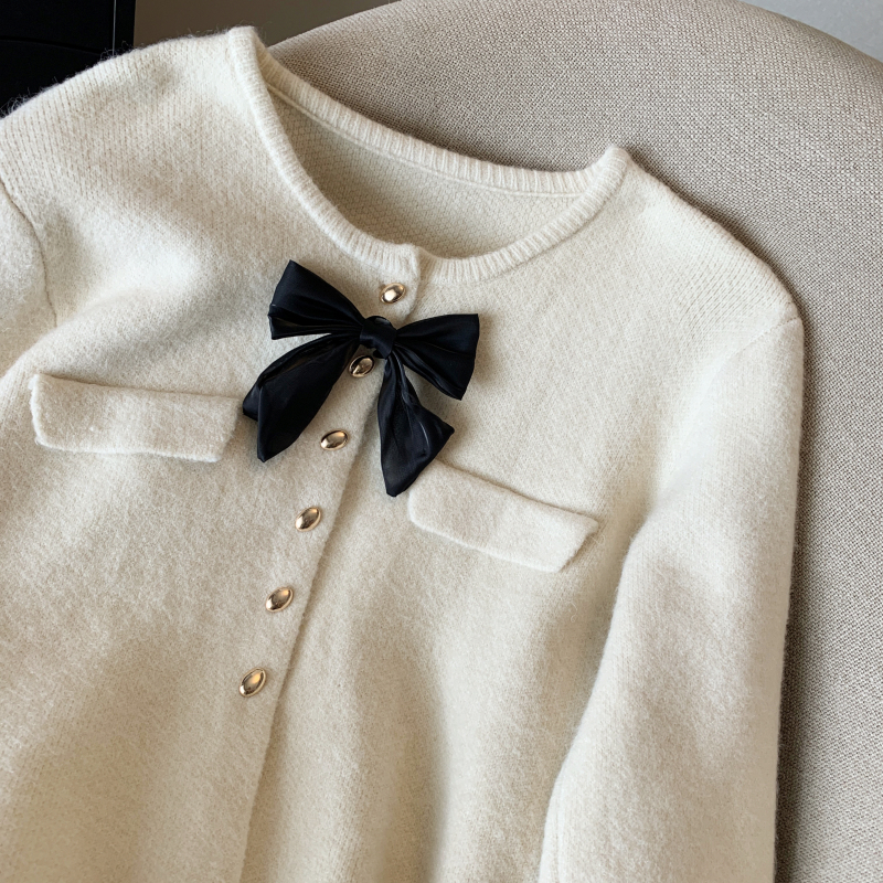 Chanelstyle bow coat spring cardigan for women