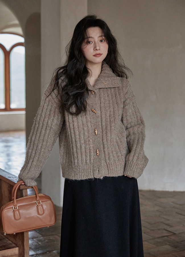 France style niche coat high collar sweater for women
