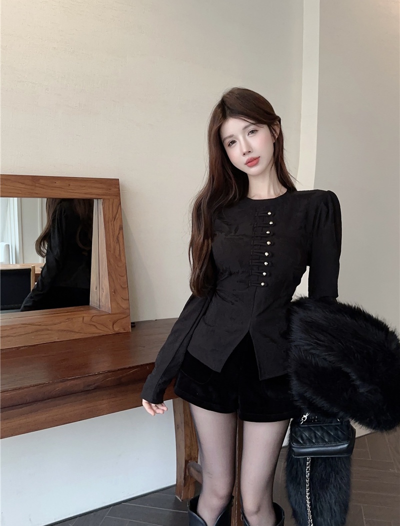 Slim spring Chinese style playful all-match tops for women