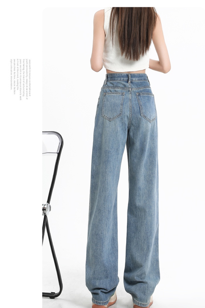 Spring wide leg pants high waist jeans for women