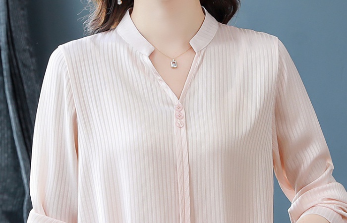 Cstand collar spring tops loose real silk shirt