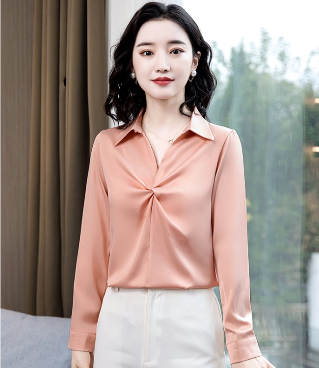 Profession satin drape tops light niche shirt for women