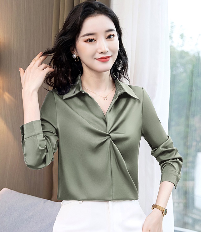 Profession satin drape tops light niche shirt for women