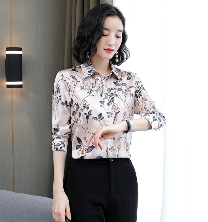 Fashion spring silk temperament real silk shirt for women
