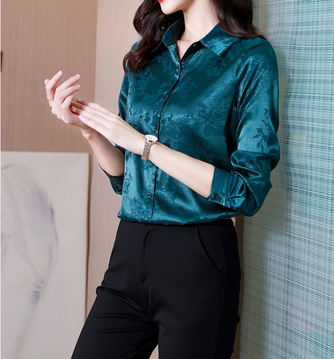 Satin shirt long sleeve tops for women