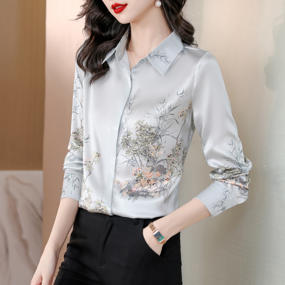 Spring and autumn silk fashion shirt for women