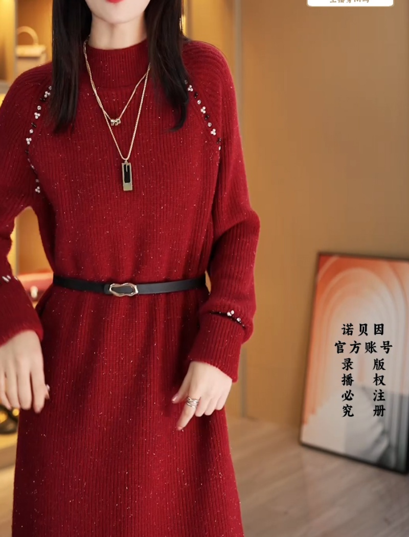 Slim knitted dress long sweater dress for women