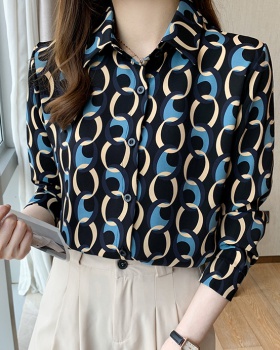 Long sleeve printing shirt niche spring tops for women