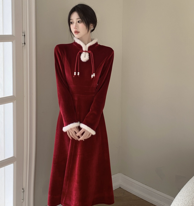 Chinese style evening dress red dress for women