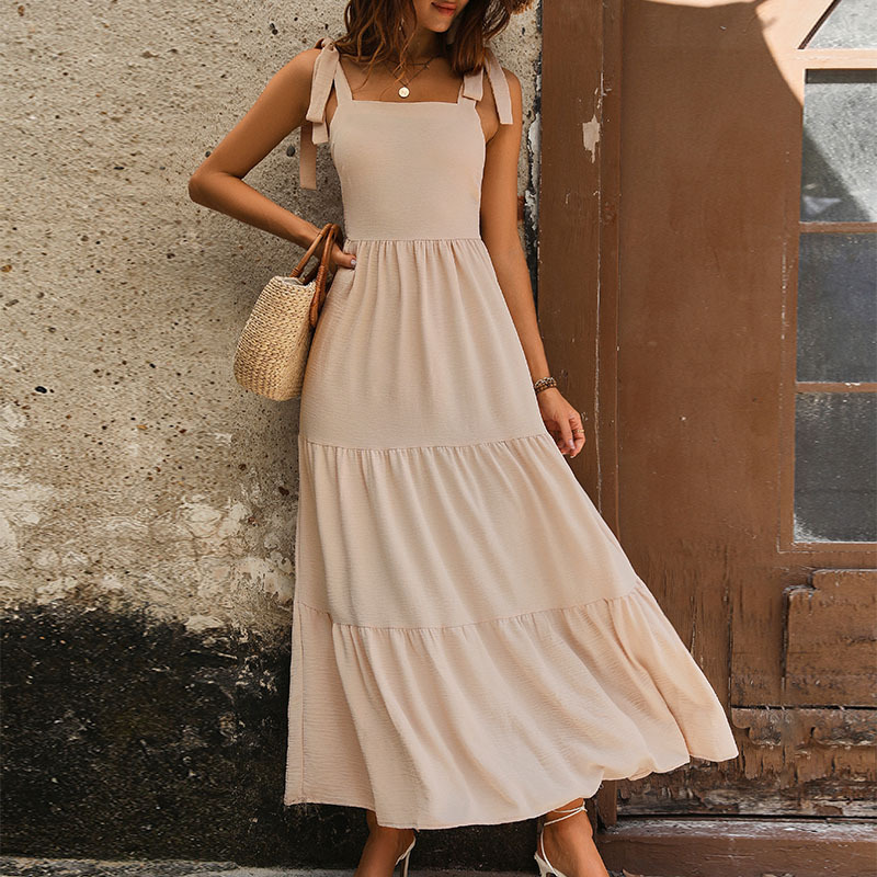 European style sling pure halter summer dress for women