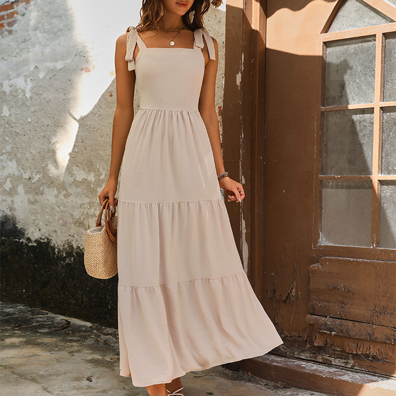European style sling pure halter summer dress for women