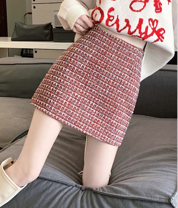Slim coarse flower short skirt all-match high waist skirt