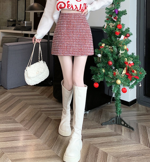 Slim coarse flower short skirt all-match high waist skirt