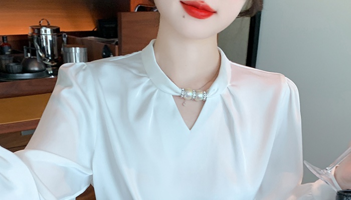 Korean style spring tops round neck shirt for women