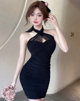 Halter wrapped chest small fellow ladies party dress for women
