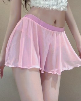 Transparent short elastic pink gauze shorts for women