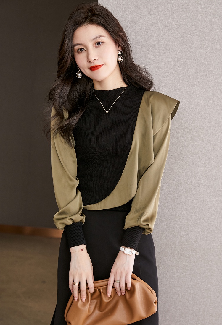 Western style niche sweater lotus leaf edges small shirt