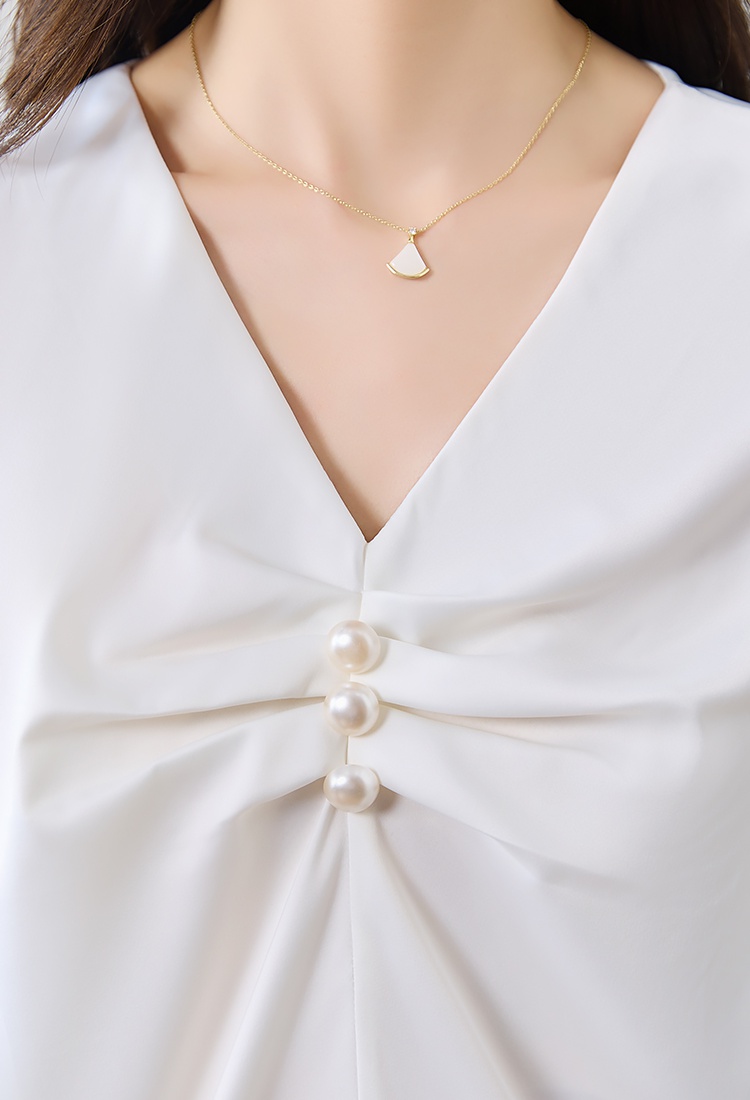 Spring white tops pullover beading shirt for women