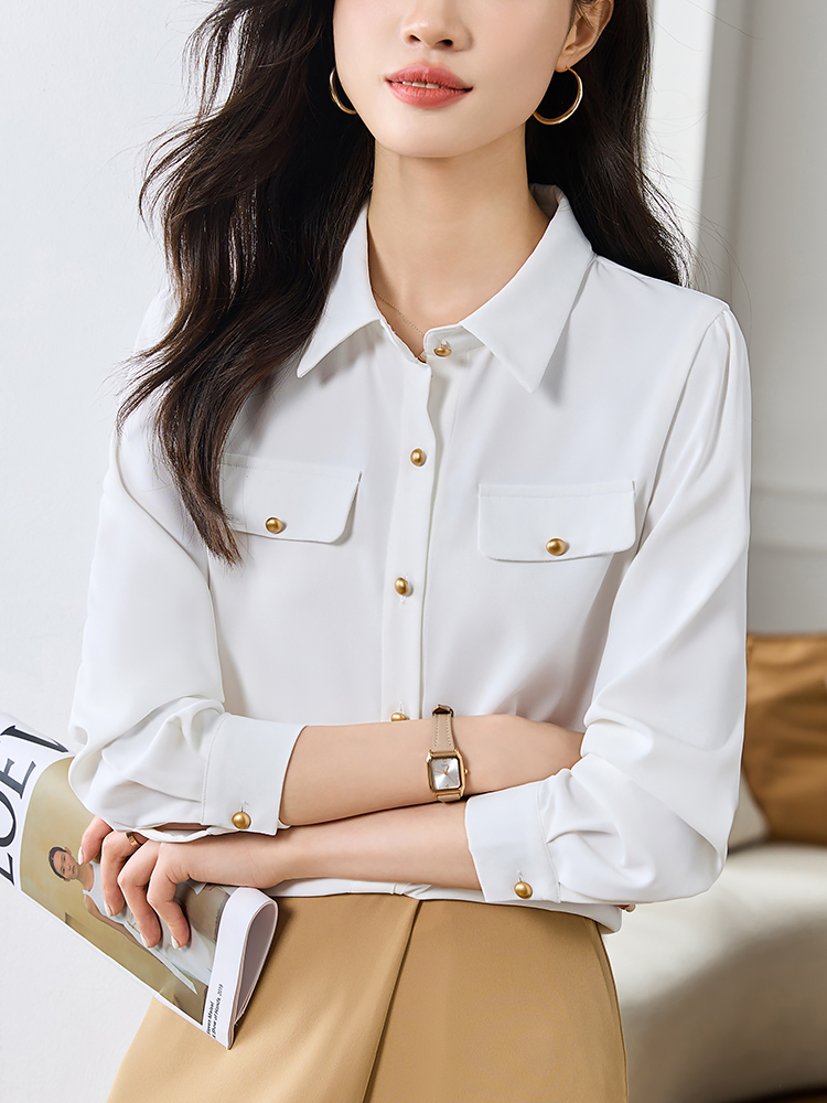 Spring France style shirt chiffon white tops for women