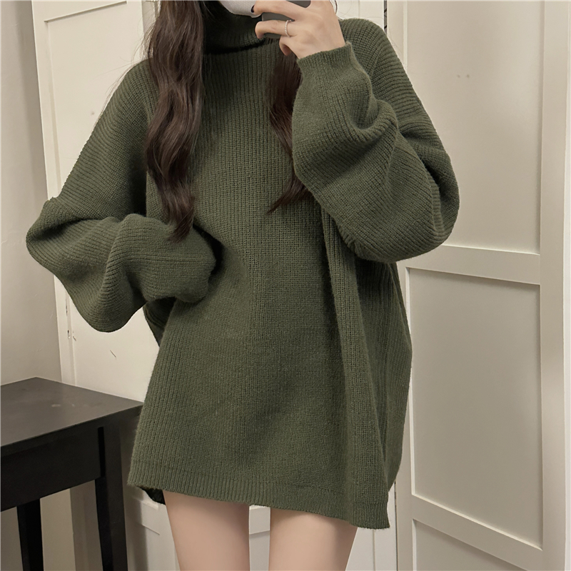 Simple lazy all-match Korean style enlarge thick sweater