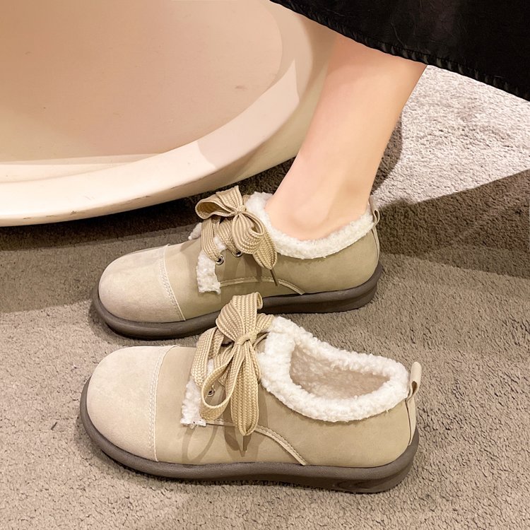 Cotton student shoes Korean style winter flattie for women