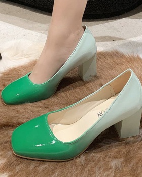 Thick gradient high-heeled shoes square head shoes for women