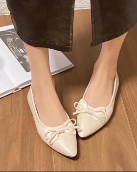Bow low flattie pointed spring and autumn peas shoes for women