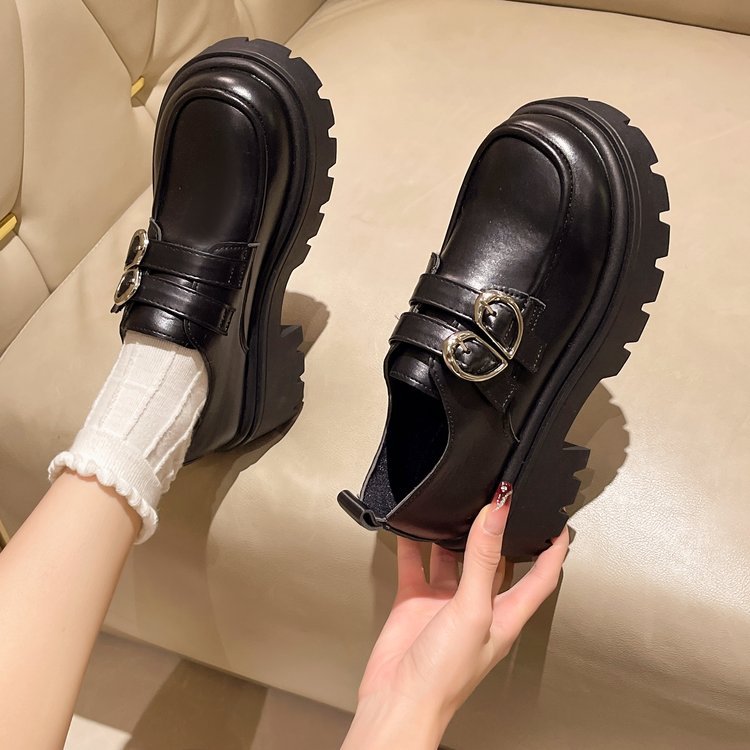 Small British style leather shoes hasp shoes for women