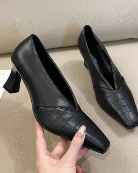Square head high-heeled shoes low shoes for women