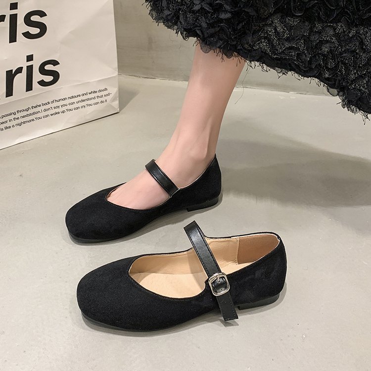 Spring and autumn square head low shoes for women