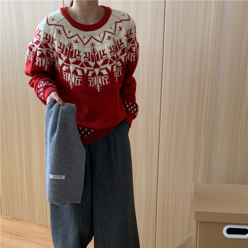 Mixed colors wears outside tops autumn and winter sweater for women