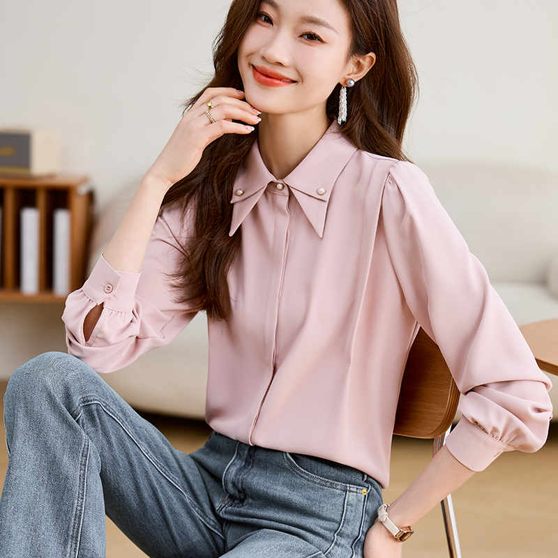Western style spring and autumn tops commuting shirt for women