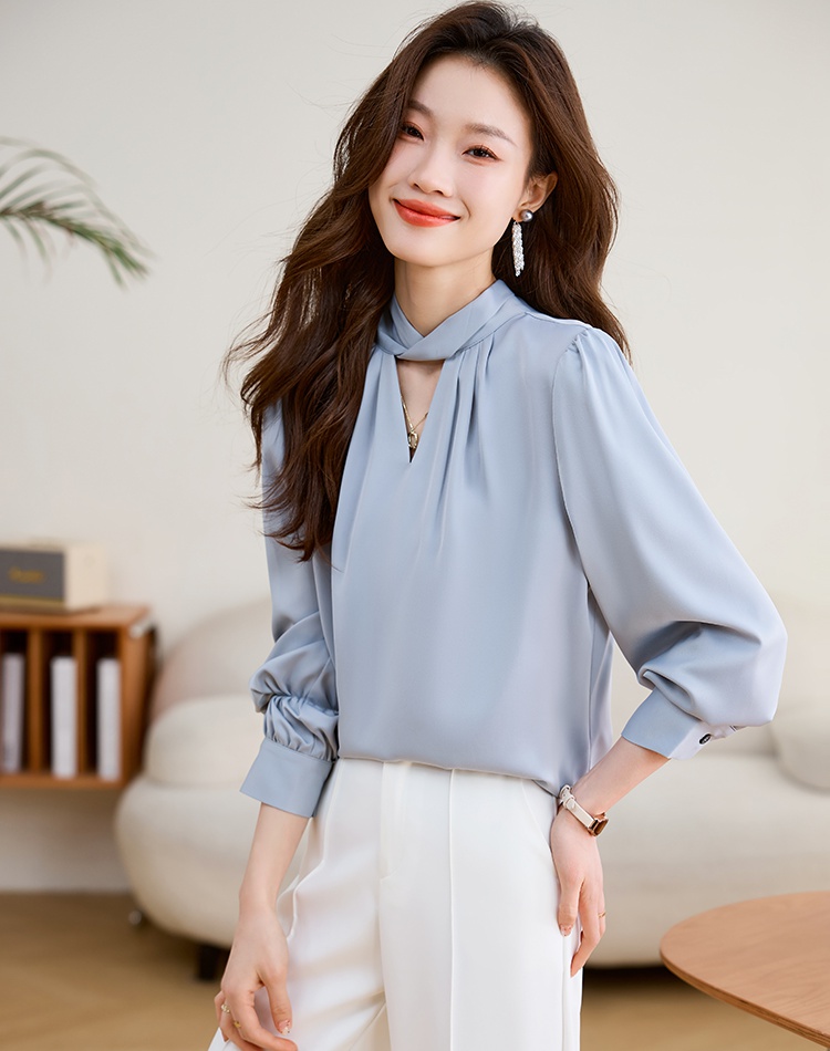 Hollow shirt spring and autumn tops for women