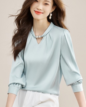 Cstand collar halter shirt pullover beads tops for women