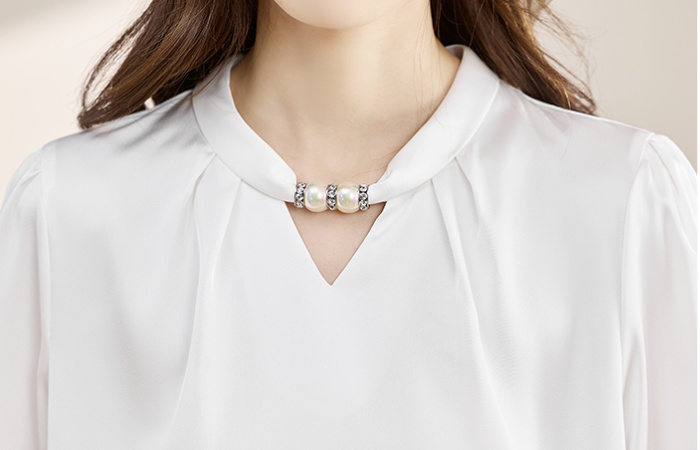 Cstand collar halter shirt pullover beads tops for women