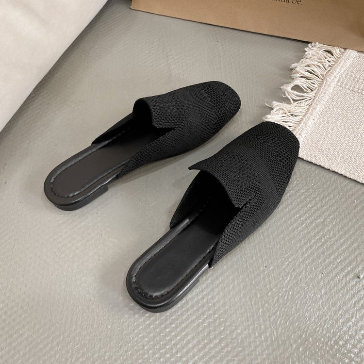 Summer square head flat European style slippers